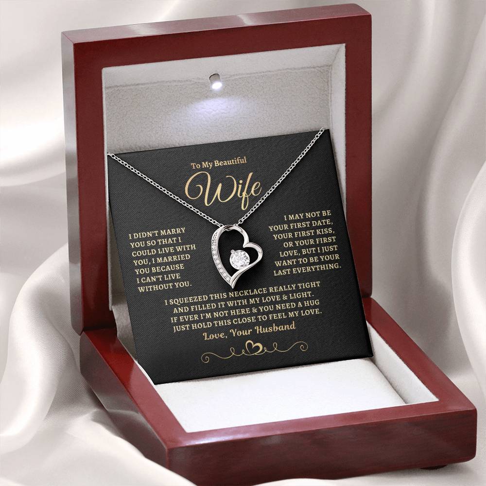 To My Beautiful Wife Forever Heart Sunset Necklace