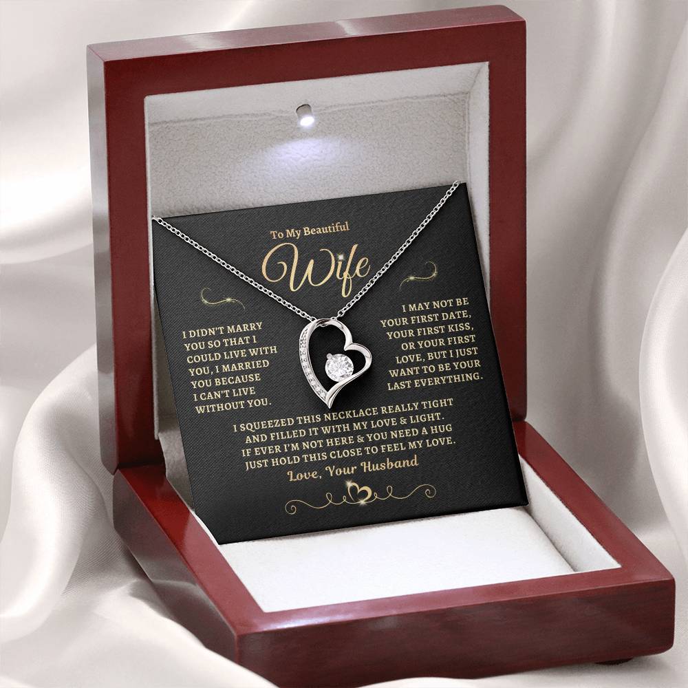 To My Beautiful Wife Gold StarFall Forever Heart Necklace