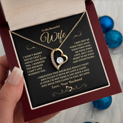 To My Beautiful Wife Gold StarFall Forever Heart Necklace