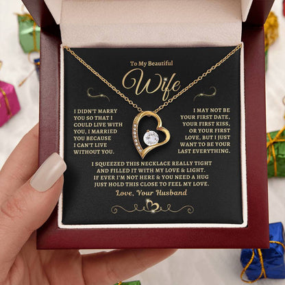 To My Beautiful Wife Gold StarFall Forever Heart Necklace