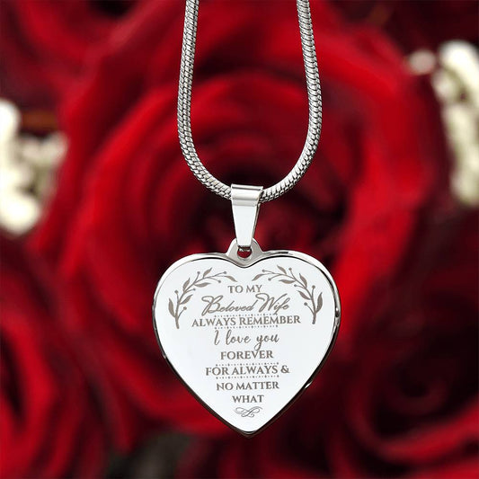 Beloved Wife - Engraved Heart Necklace