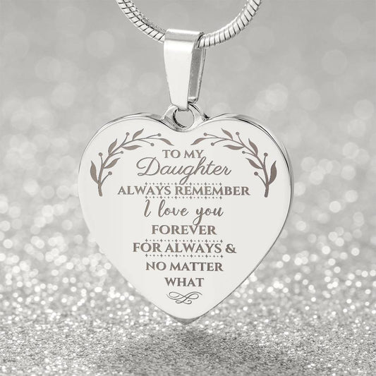 For Daughter - Engraved Heart Necklace