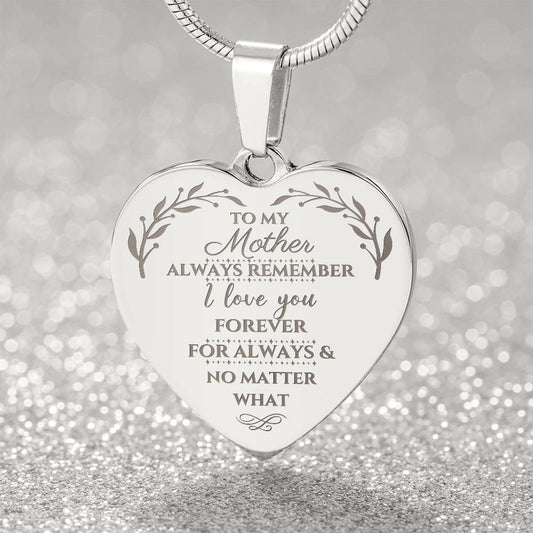 For Mother - Engraved Heart Necklace