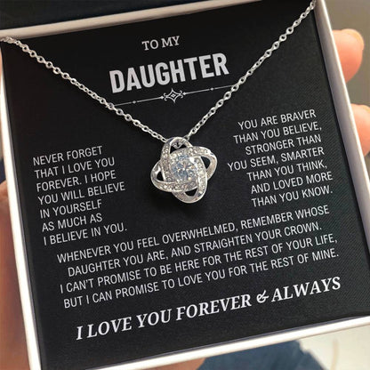 Daughter Gift, "Never Forget That I Love You" Night Sky Love Knot Necklace