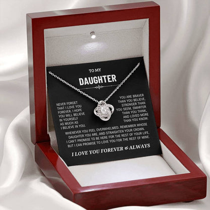 Daughter Gift, "Never Forget That I Love You" Night Sky Love Knot Necklace