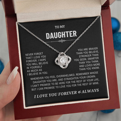 Daughter Gift, "Never Forget That I Love You" Night Sky Love Knot Necklace