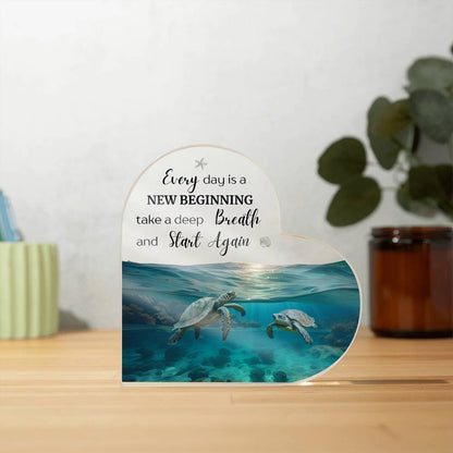 Aquatic Turtle Heart Acrylic Plaque