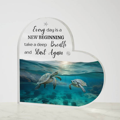 Aquatic Turtle Heart Acrylic Plaque