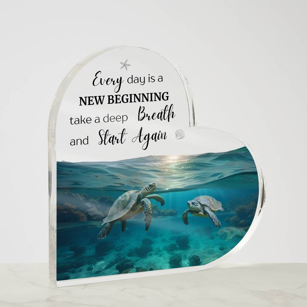 Aquatic Turtle Heart Acrylic Plaque