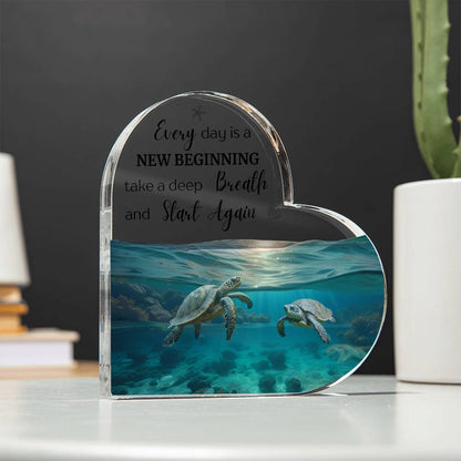 Aquatic Turtle Heart Acrylic Plaque