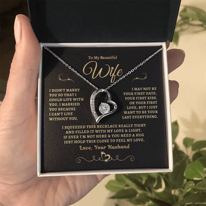 To My Beautiful Wife Gold StarFall Forever Heart Necklace