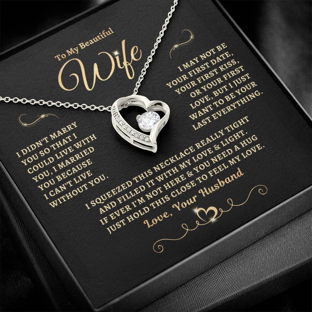 To My Beautiful Wife Gold StarFall Forever Heart Necklace