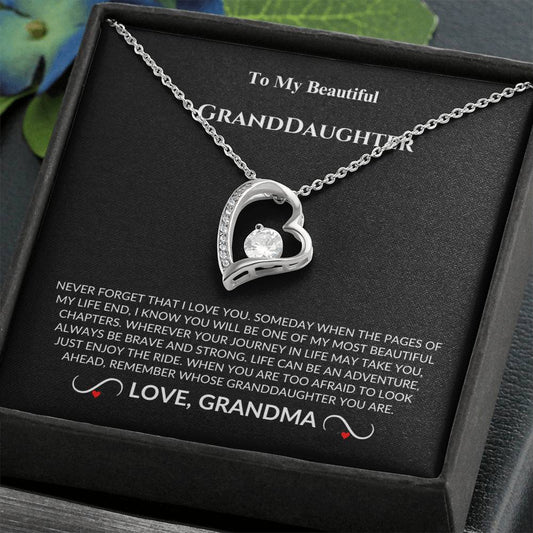 Granddaughter Gift ~ Never Forget I Love You Forever Heart Necklace