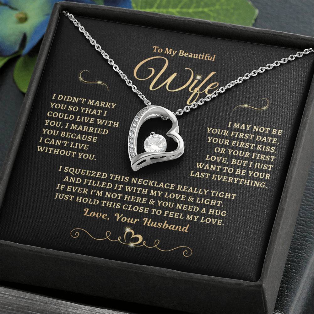 To My Beautiful Wife Gold StarFall Forever Heart Necklace