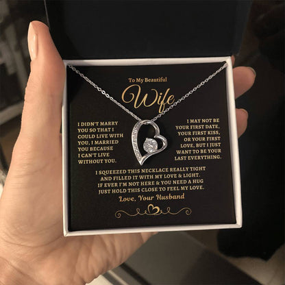 To My Beautiful Wife Forever Heart Sunset Necklace