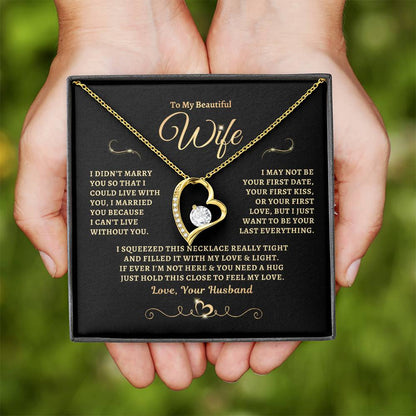 To My Beautiful Wife Gold StarFall Forever Heart Necklace