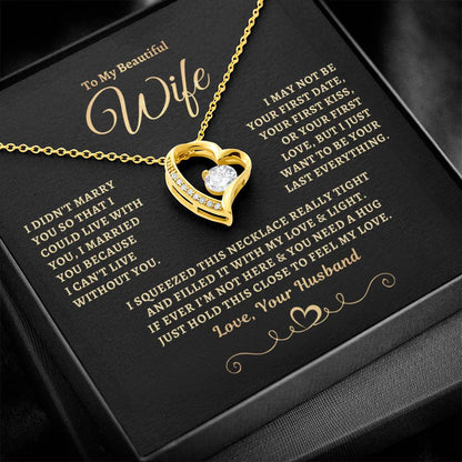 To My Beautiful Wife Forever Heart Sunset Necklace