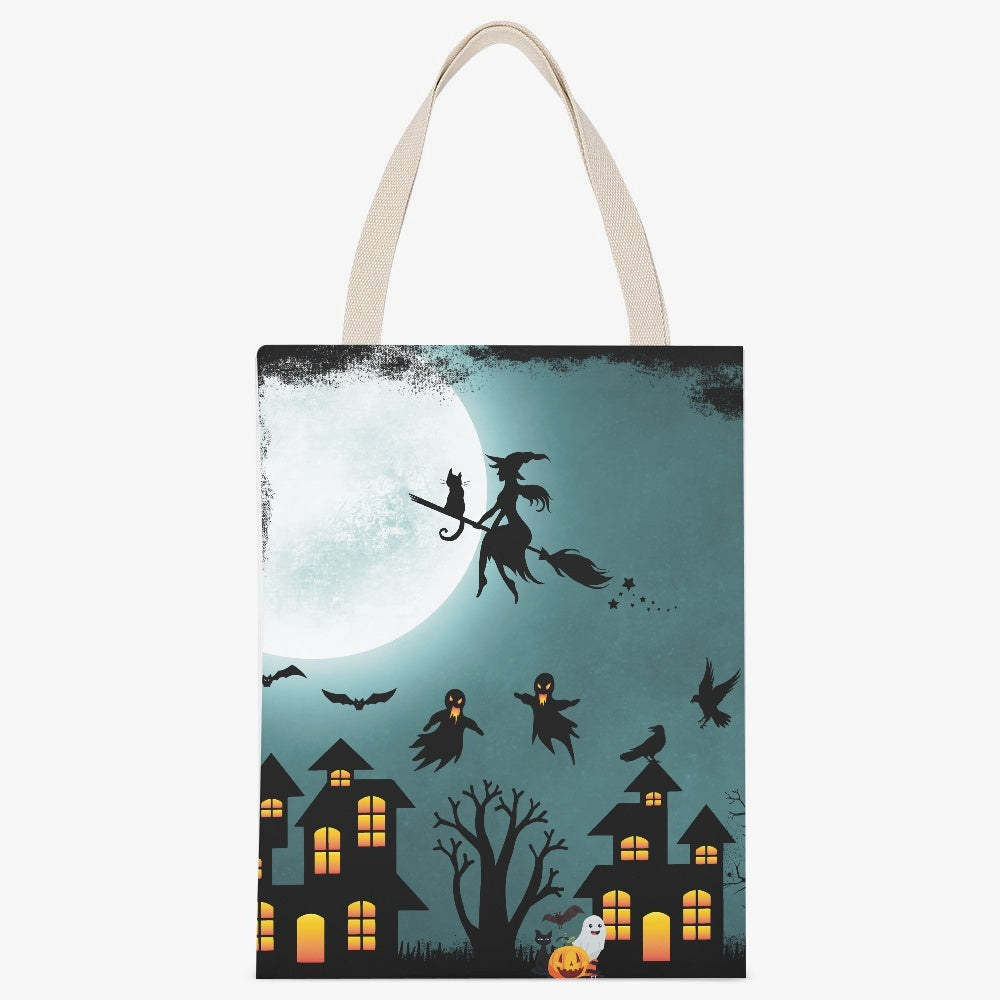 Witch's Ride Blue Halloween Canvas Tote