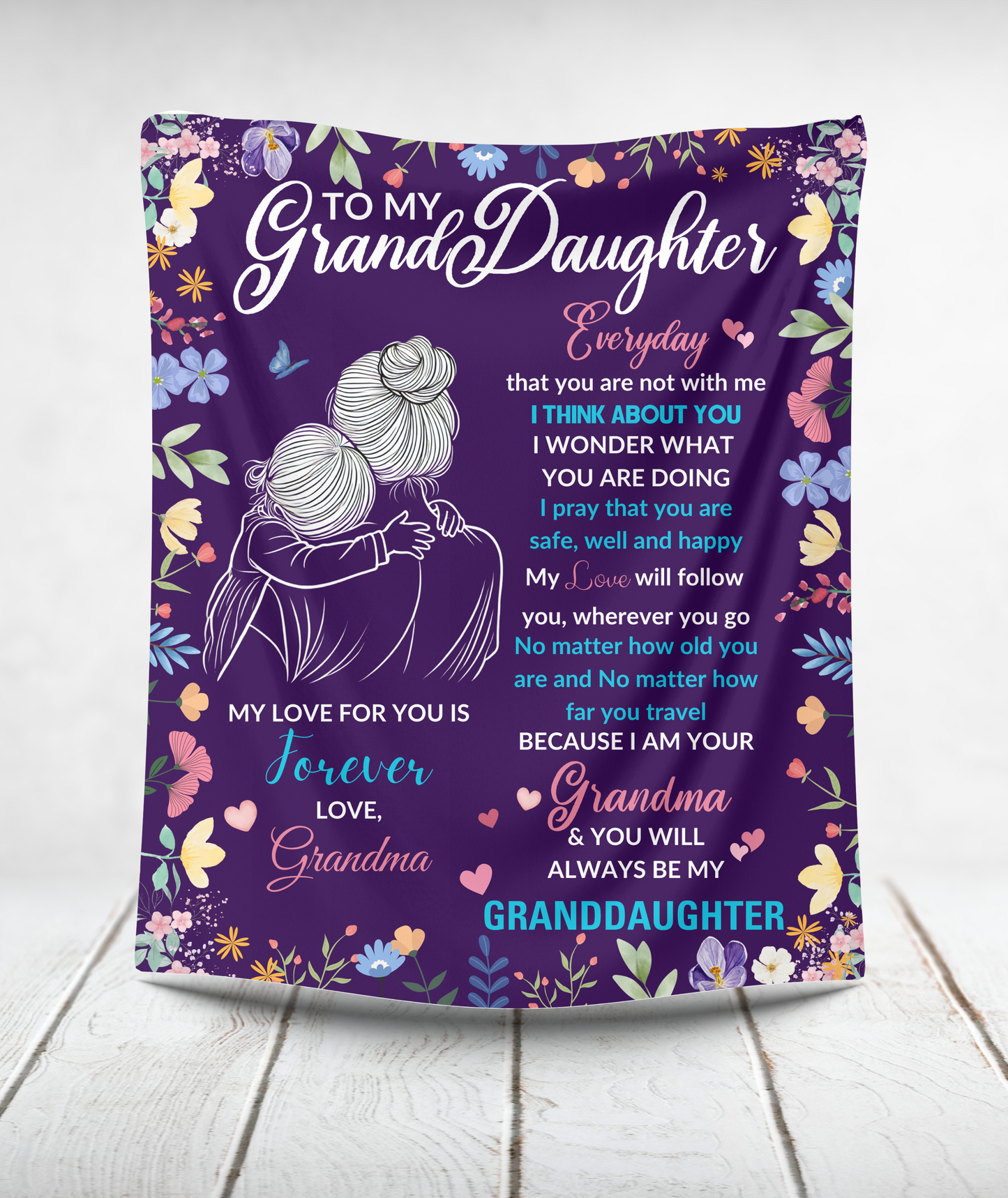 Grandmother's Embrace: Floral Love Blanket for Granddaughter