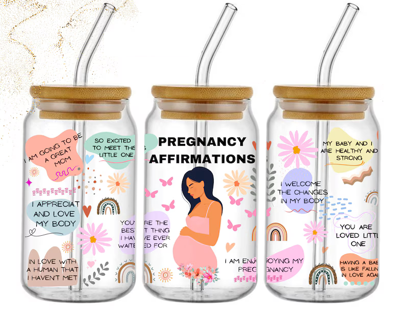 Pregnancy CLEAR Glass Jar - Affirmations