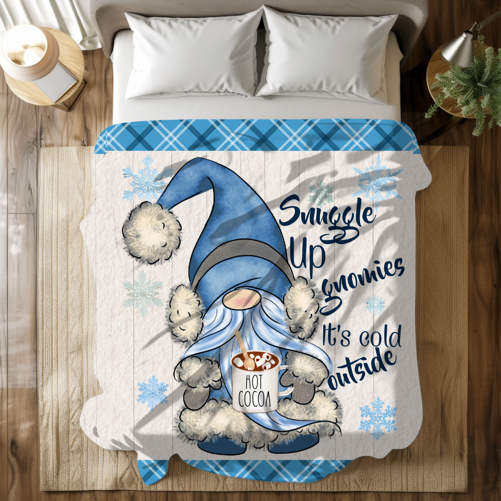 Snuggle Up Gnomies Blanket – Winter Plaid Edition