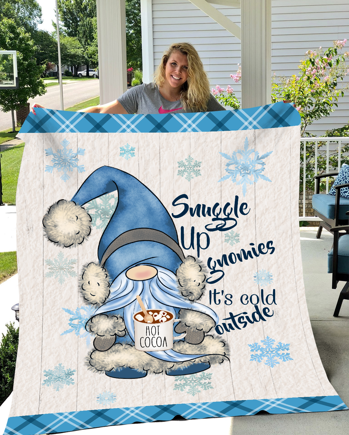 Snuggle Up Gnomies Blanket – Winter Plaid Edition