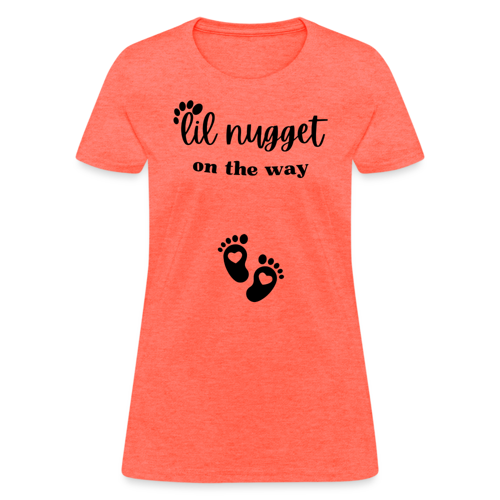 Lil Nugget Women's T-Shirt Blk - heather coral