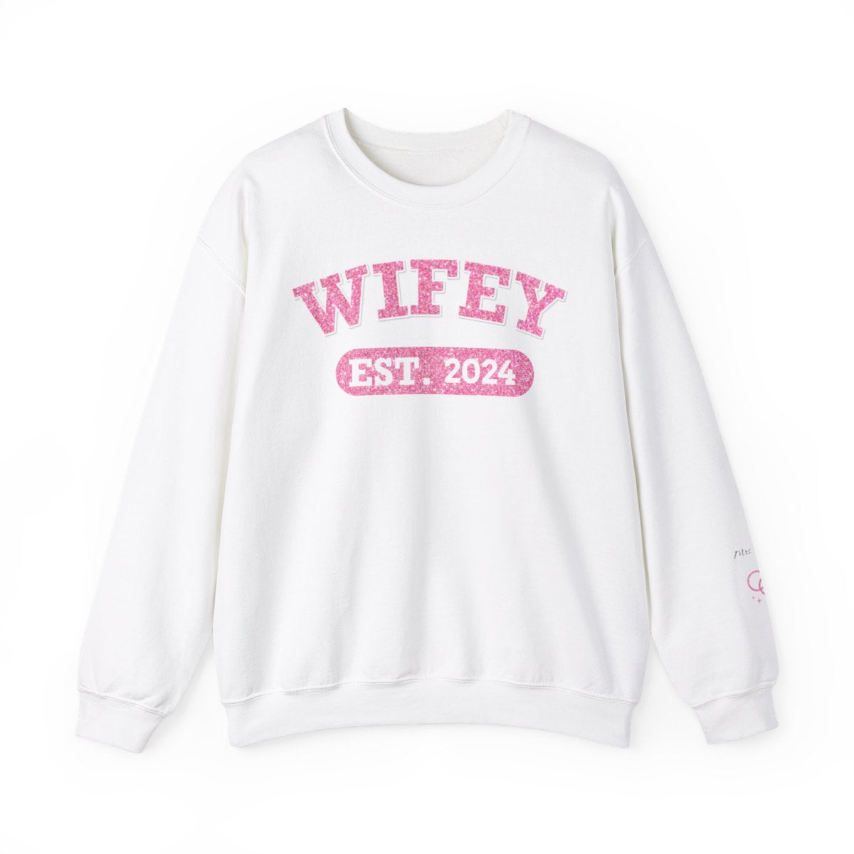 Personalized Wifey Crewneck Sweatshirt Pink