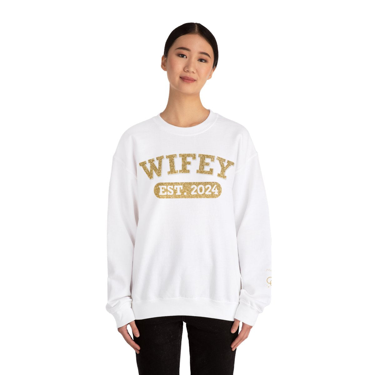 Personalized Wifey Crewneck Sweatshirt Gold