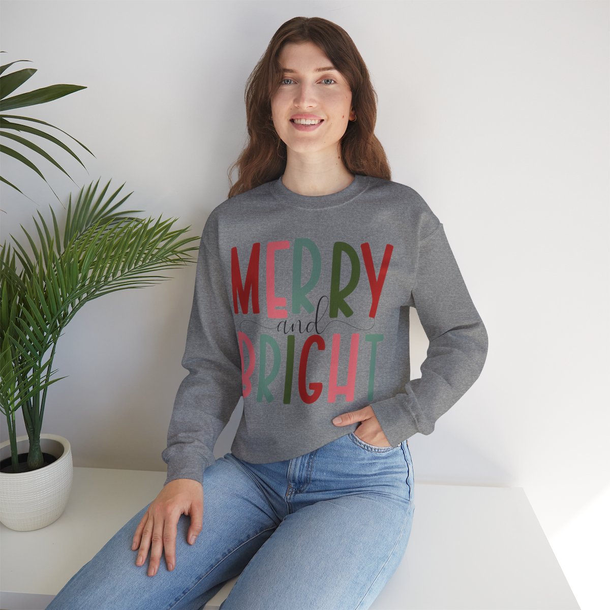 Merry and Bright Christmas Crewneck Sweatshirt