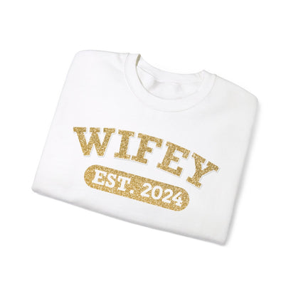 Personalized Wifey Crewneck Sweatshirt Gold