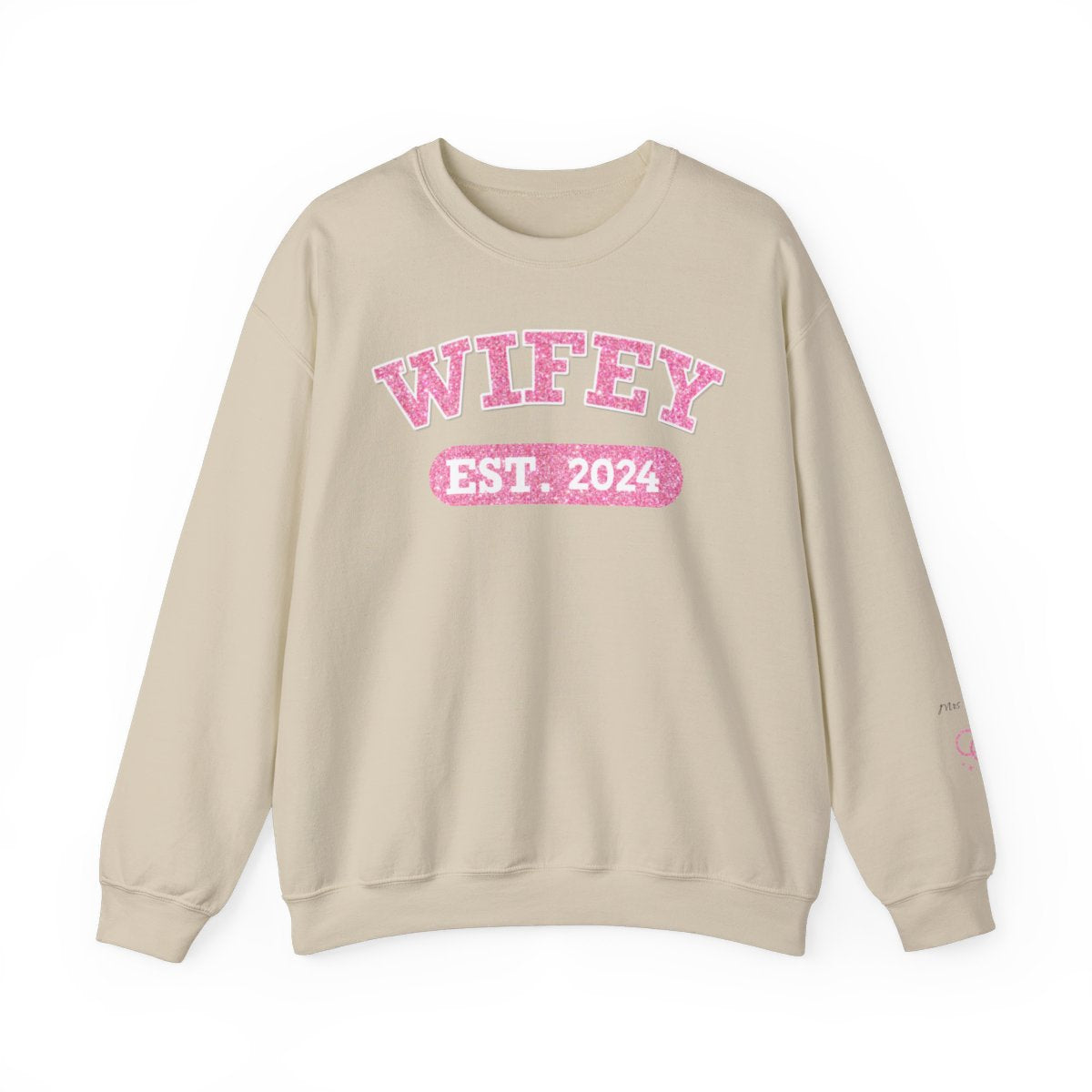 Personalized Wifey Crewneck Sweatshirt Pink