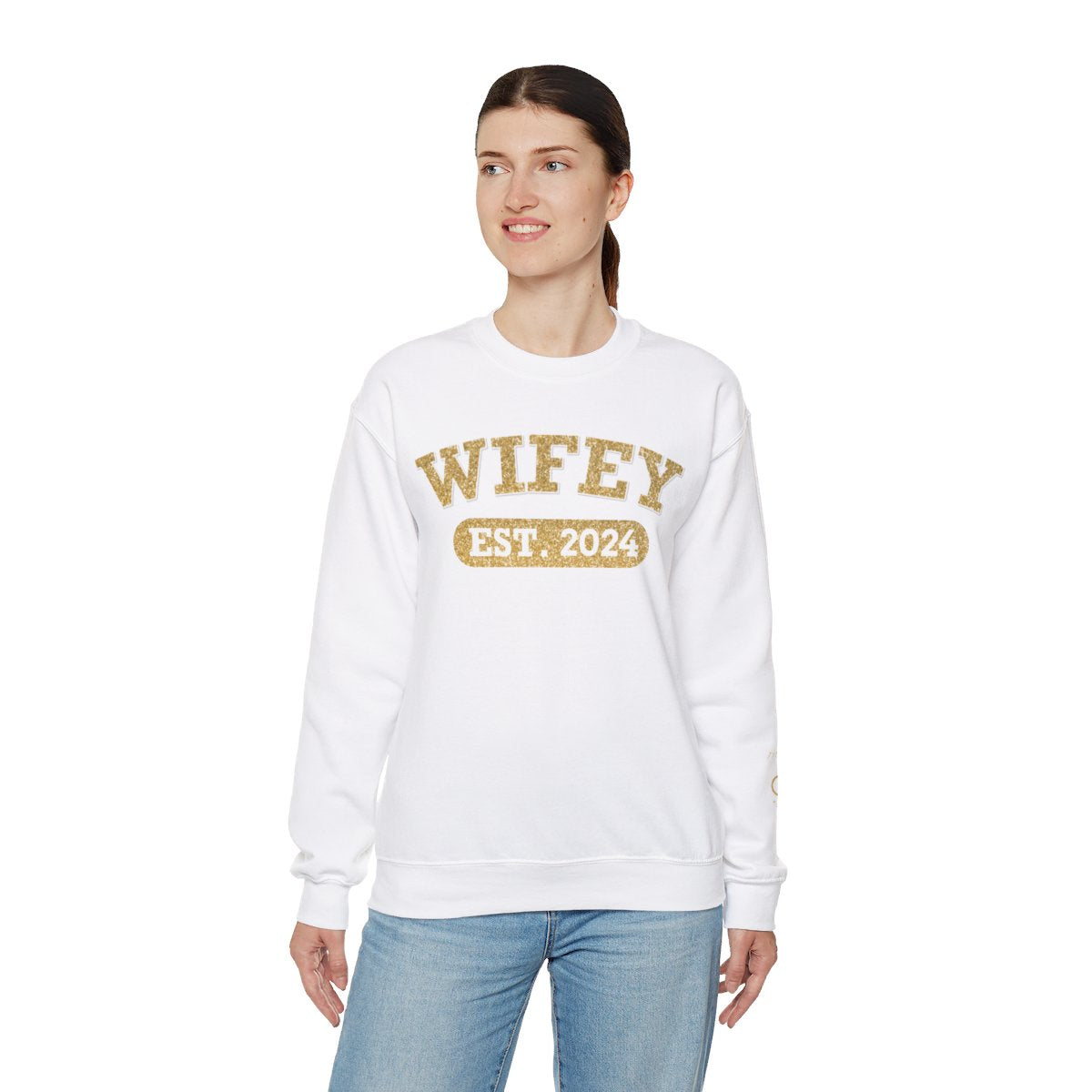 Personalized Wifey Crewneck Sweatshirt Gold